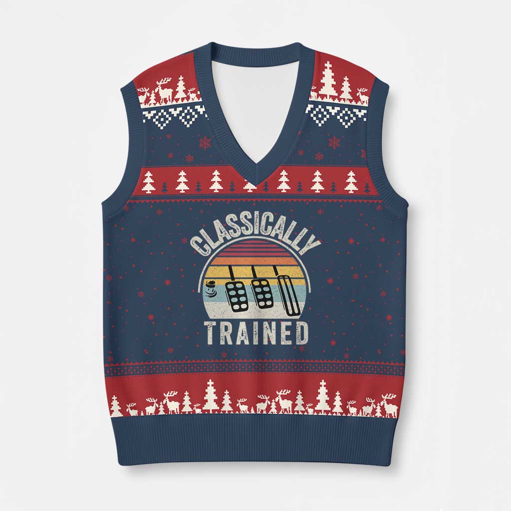 Classically Trained Car V-Neck Knit Sweater Vest Funny Manual Transmission Driver