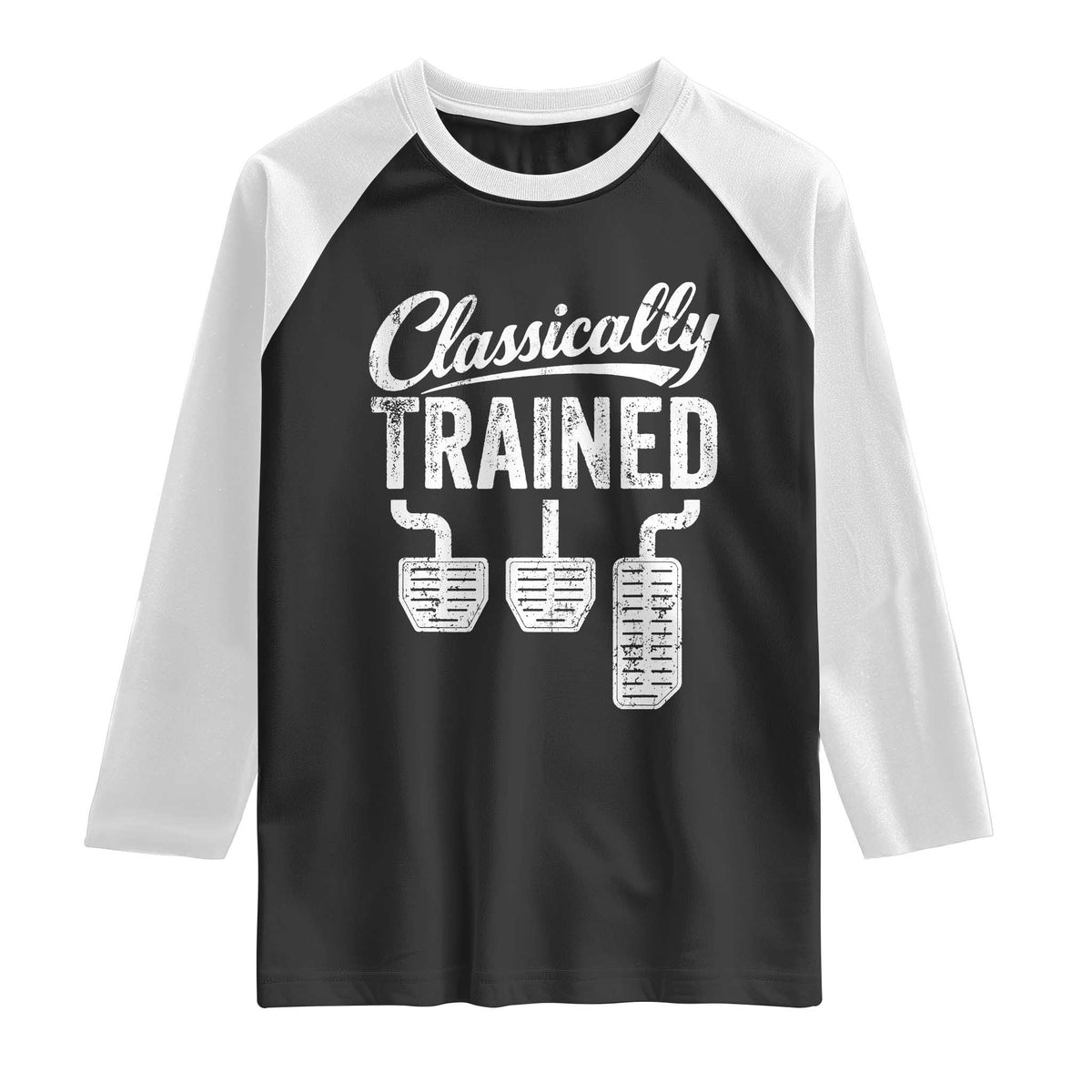 Classically Trained Manual Car Raglan Shirt Pedals Driving Humor