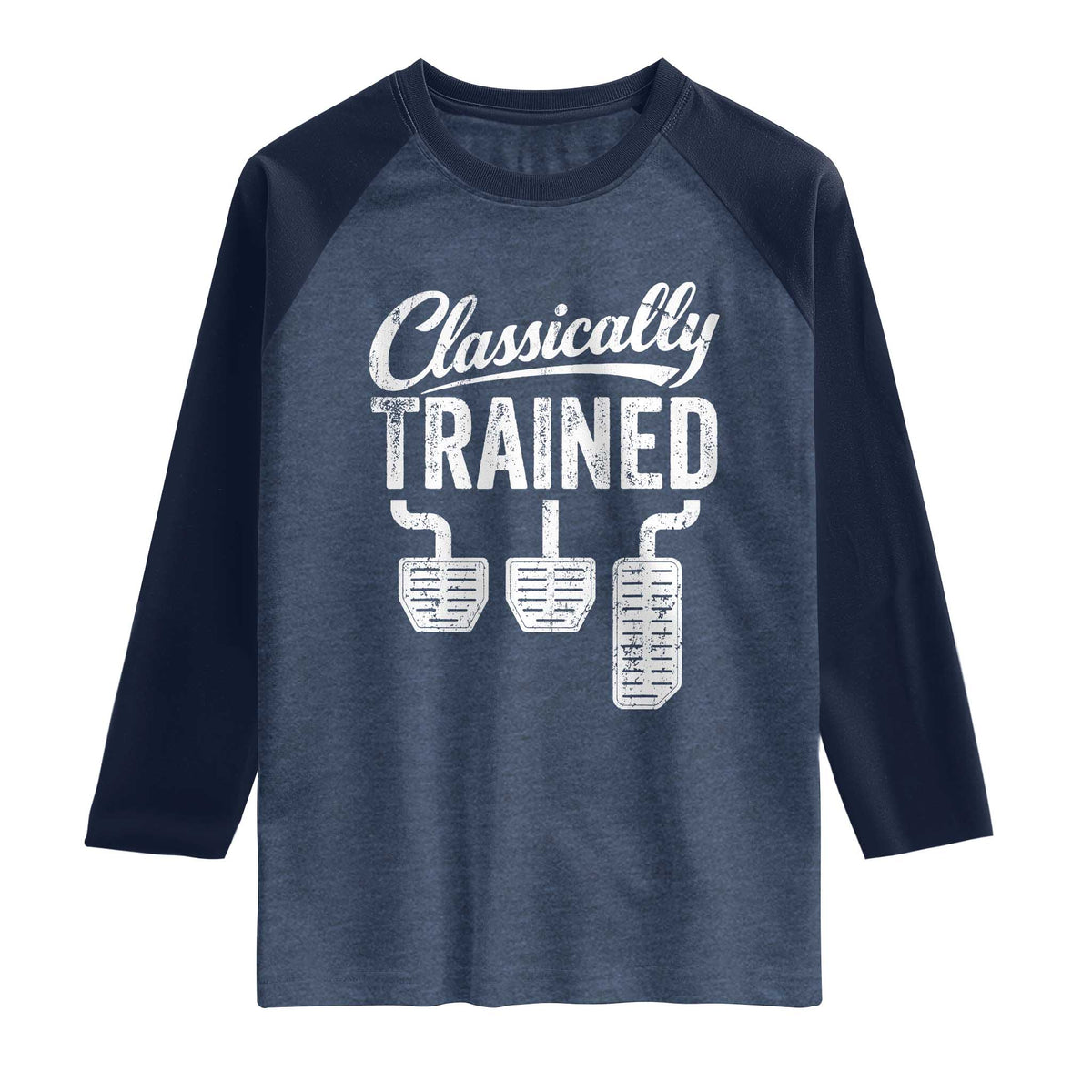 Classically Trained Manual Car Raglan Shirt Pedals Driving Humor