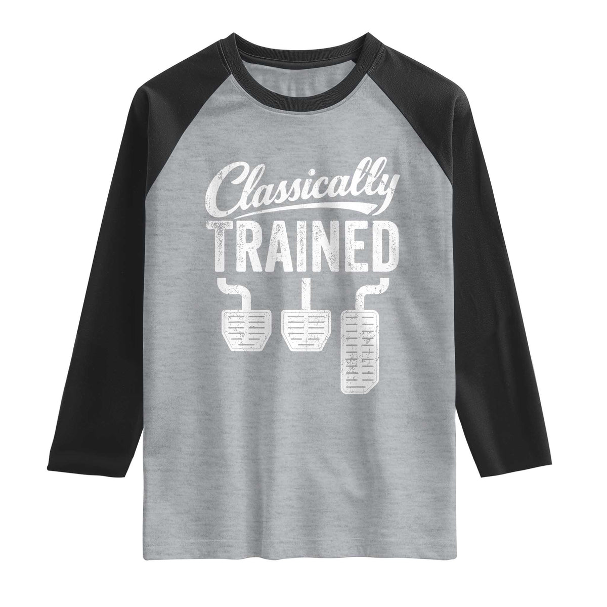 Classically Trained Manual Car Raglan Shirt Pedals Driving Humor