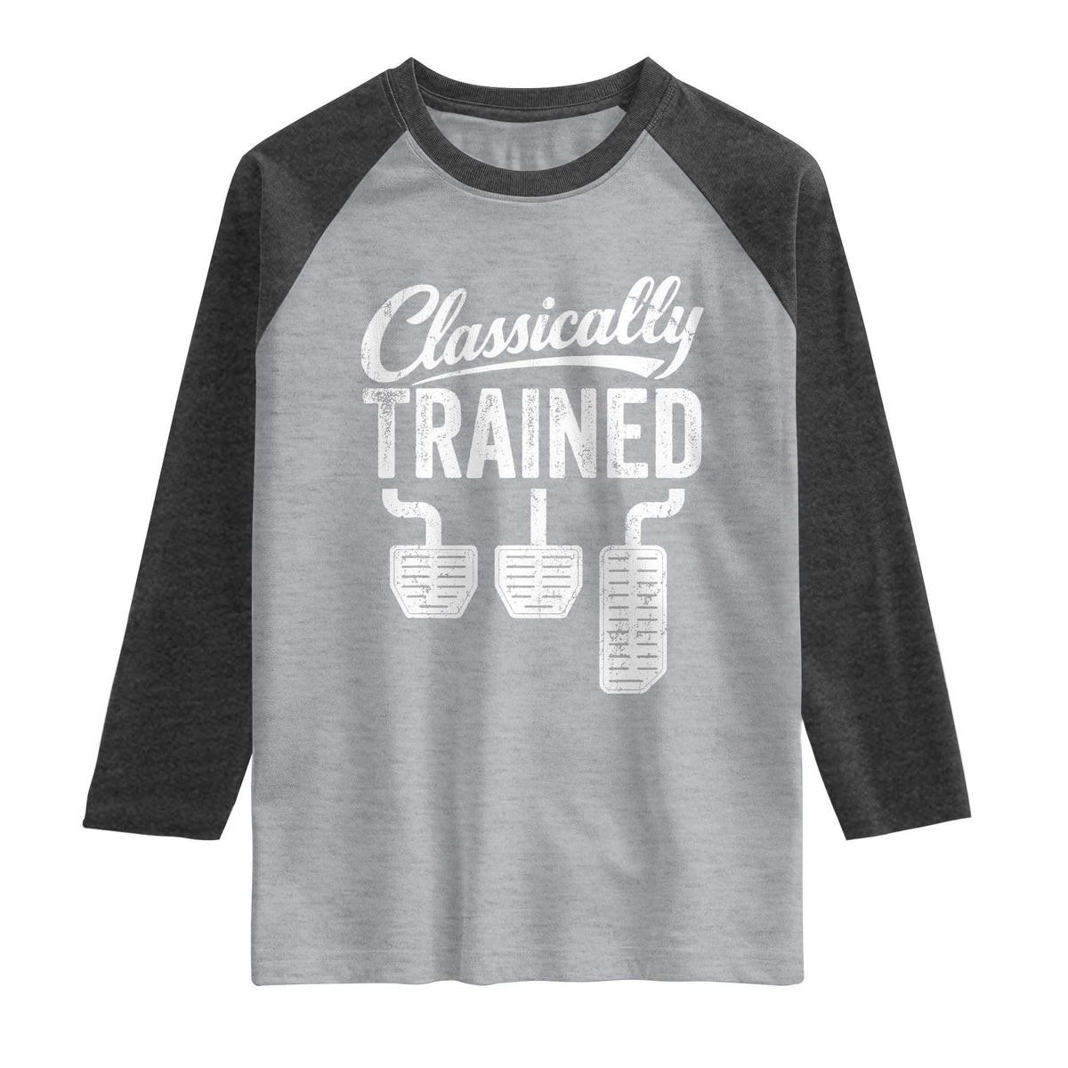 Classically Trained Manual Car Raglan Shirt Pedals Driving Humor