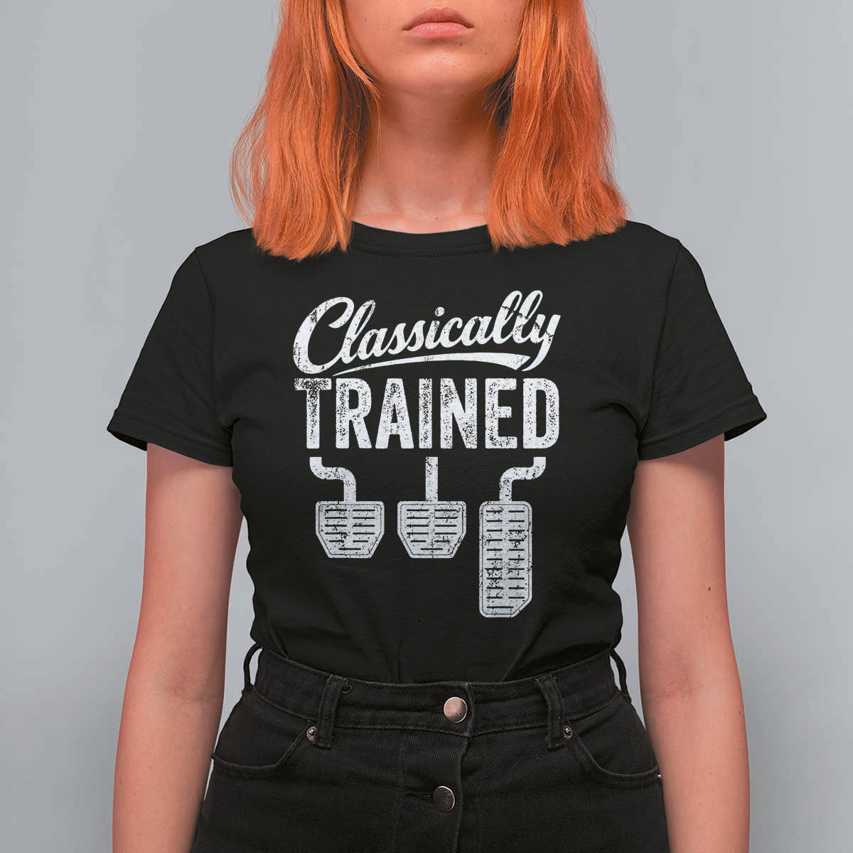Classically Trained Manual Car T Shirt For Women Pedals Driving Humor