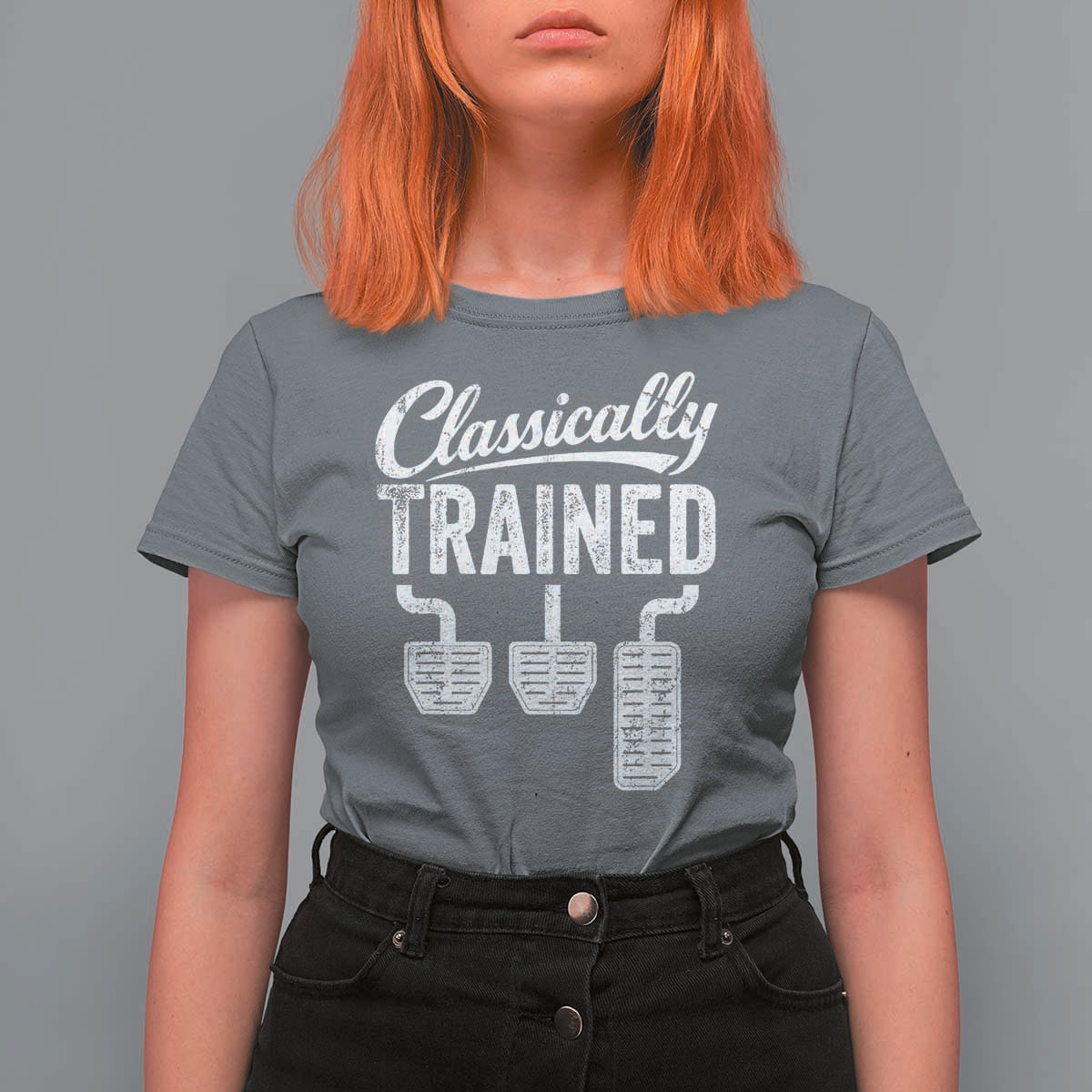 Classically Trained Manual Car T Shirt For Women Pedals Driving Humor