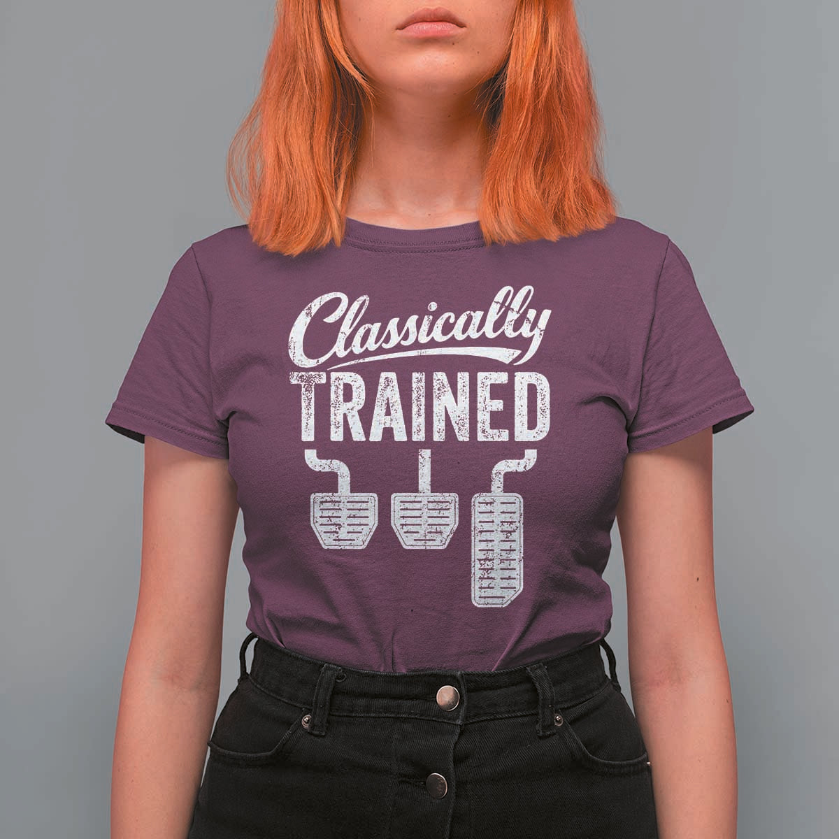 Classically Trained Manual Car T Shirt For Women Pedals Driving Humor