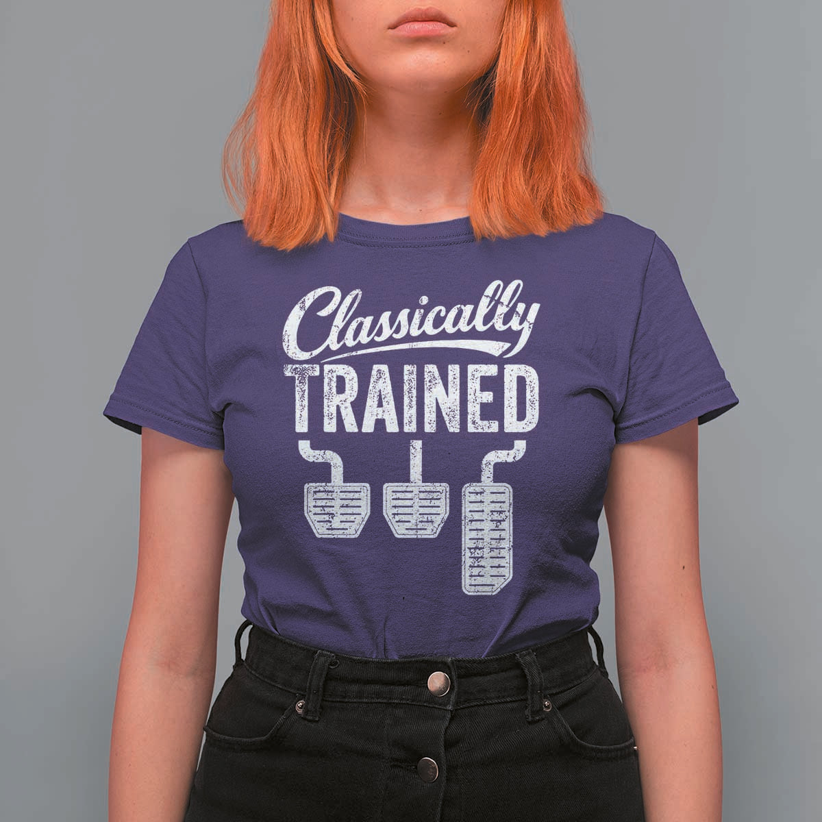 Classically Trained Manual Car T Shirt For Women Pedals Driving Humor