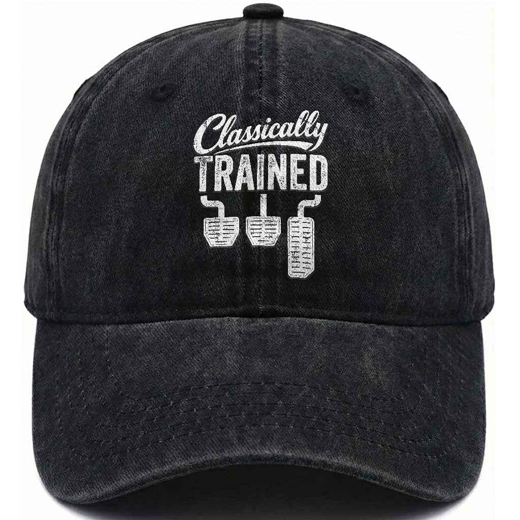 Classically Trained Manual Car Washed Cotton Baseball Cap Pedals Driving Humor
