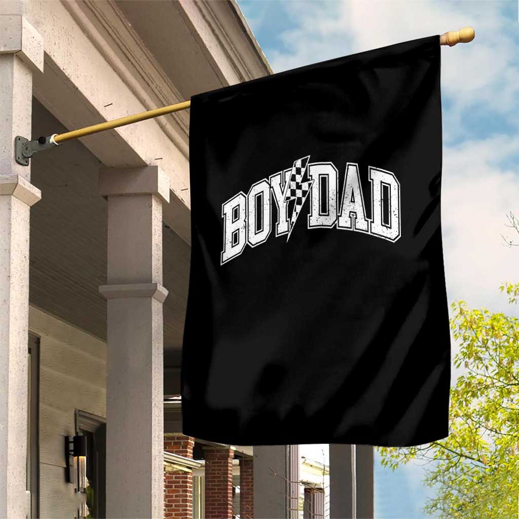 Boy Dad Lightning Bolt Checkered Varsity Son Daddy Garden Flag