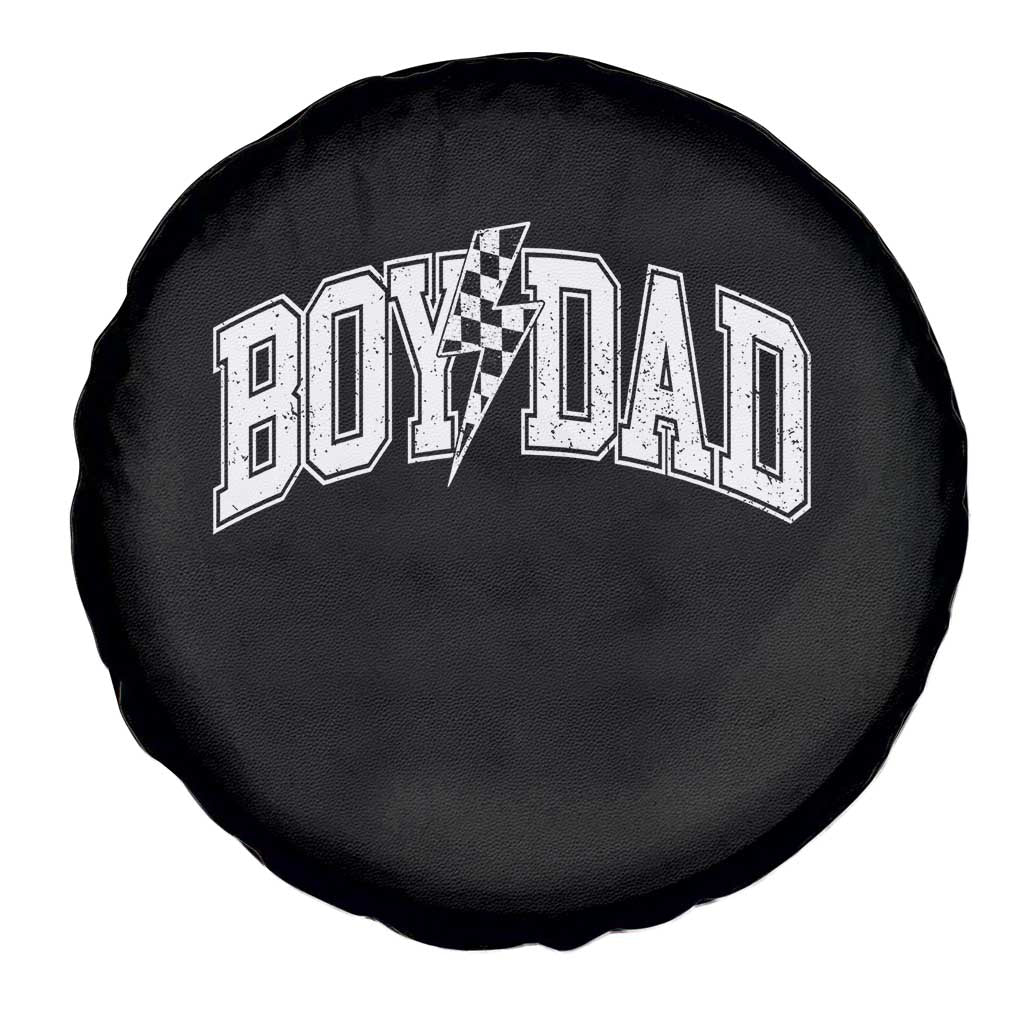Boy Dad Lightning Bolt Checkered Varsity Son Daddy Spare Tire Cover