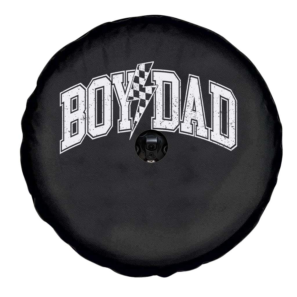 Boy Dad Lightning Bolt Checkered Varsity Son Daddy Spare Tire Cover