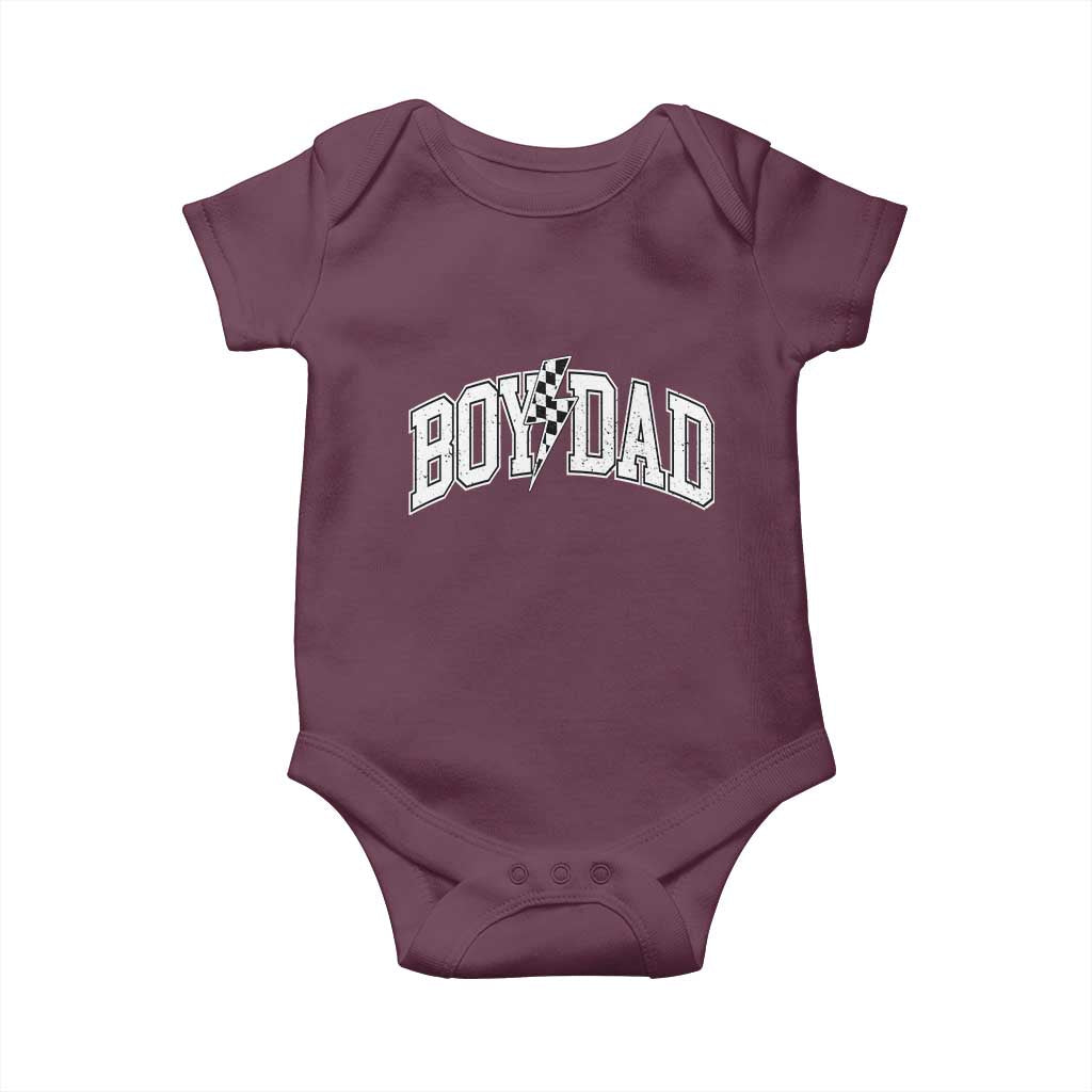 Boy Dad Lightning Bolt Checkered Varsity Son Daddy Baby Onesie