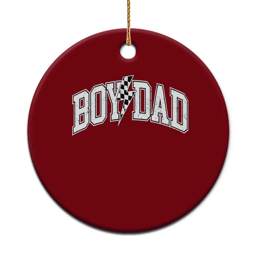 Boy Dad Lightning Bolt Checkered Varsity Son Daddy Ceramic Ornament