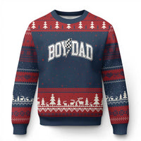 Boy Dad Lightning Bolt Checkered Varsity Son Daddy Ugly Christmas Sweater
