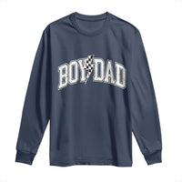 Boy Dad Lightning Bolt Checkered Varsity Son Daddy Long Sleeve Shirt