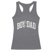 Boy Dad Lightning Bolt Checkered Varsity Son Daddy Racerback Tank Top