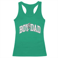 Boy Dad Lightning Bolt Checkered Varsity Son Daddy Racerback Tank Top