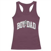 Boy Dad Lightning Bolt Checkered Varsity Son Daddy Racerback Tank Top
