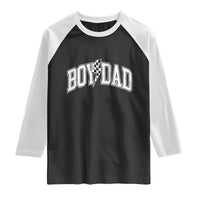 Boy Dad Lightning Bolt Checkered Varsity Son Daddy Raglan Shirt