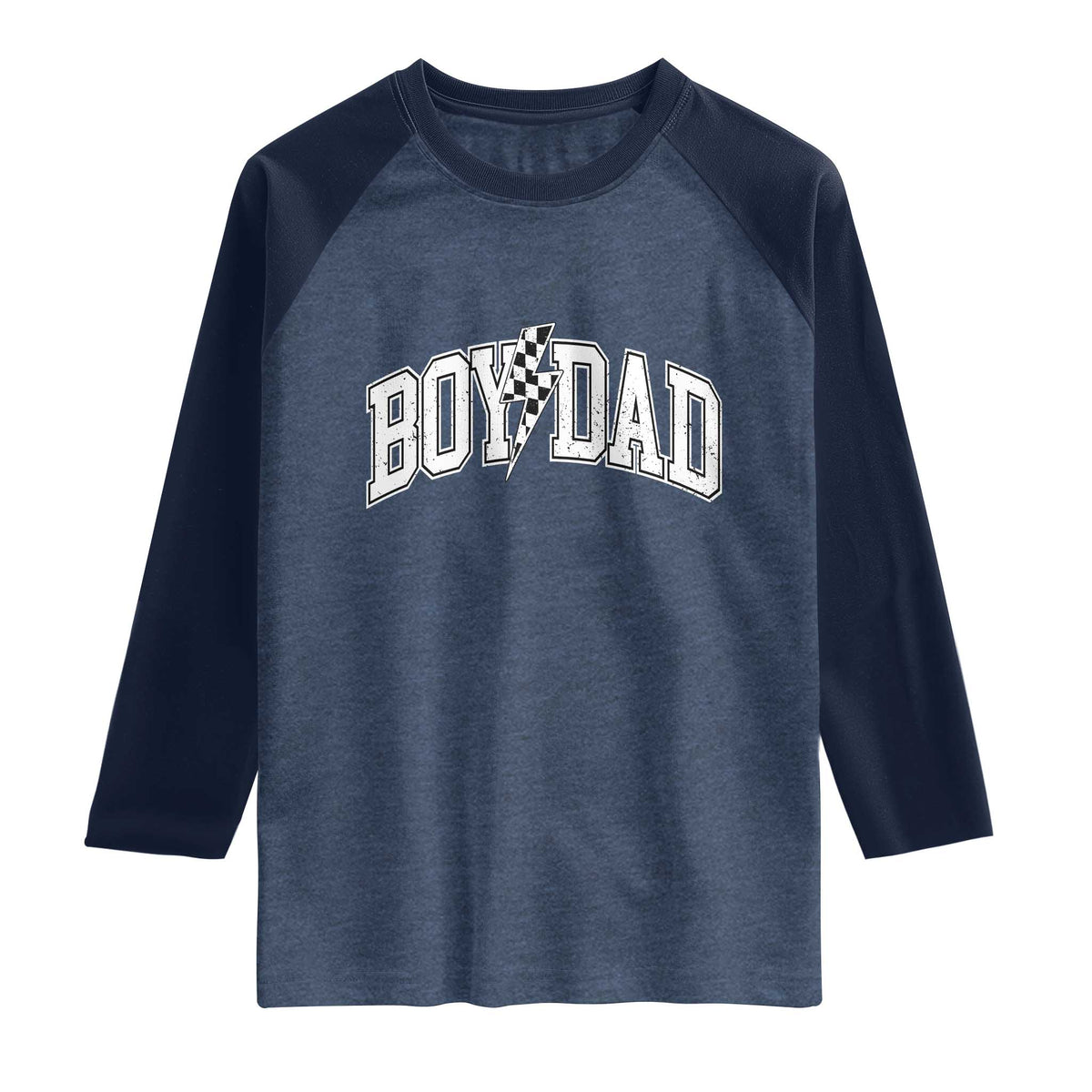 Boy Dad Lightning Bolt Checkered Varsity Son Daddy Raglan Shirt