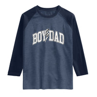 Boy Dad Lightning Bolt Checkered Varsity Son Daddy Raglan Shirt
