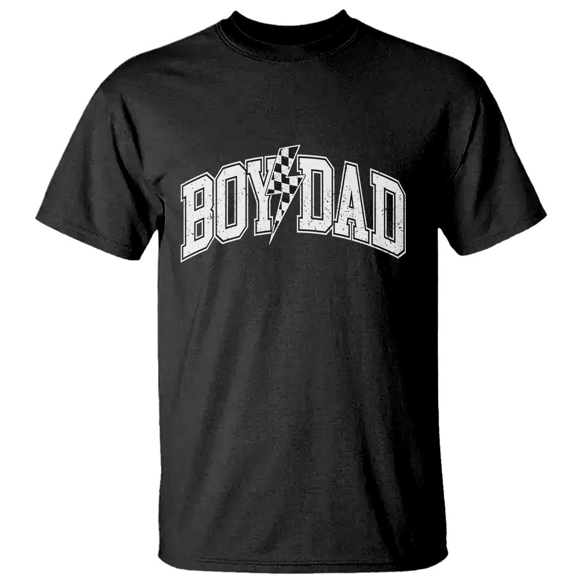 Boy Dad Lightning Bolt Checkered Varsity Son Daddy T Shirt