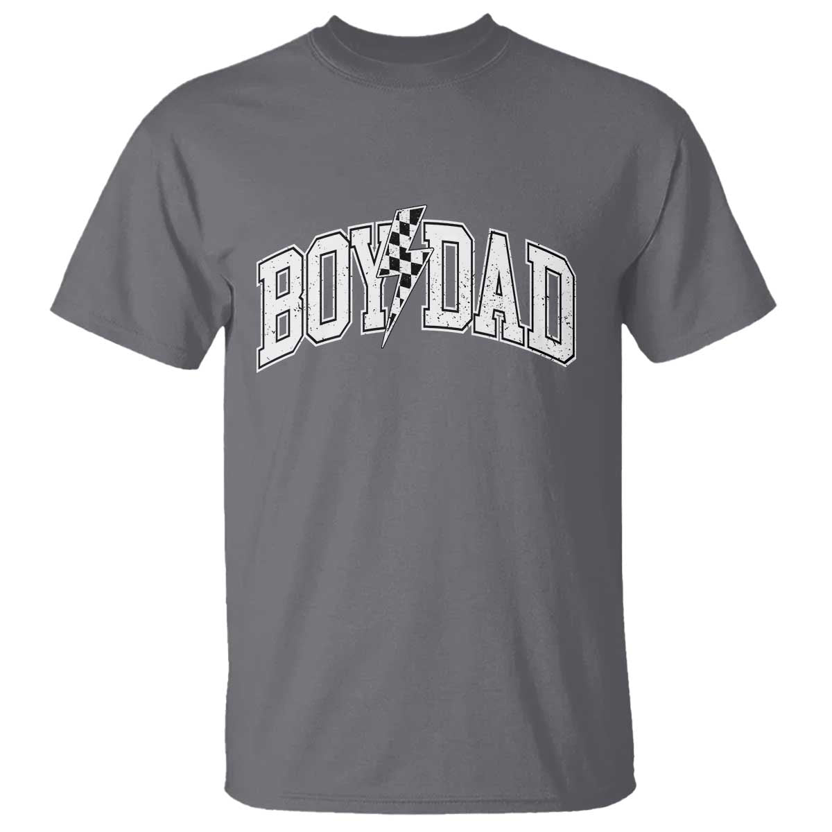 Boy Dad Lightning Bolt Checkered Varsity Son Daddy T Shirt