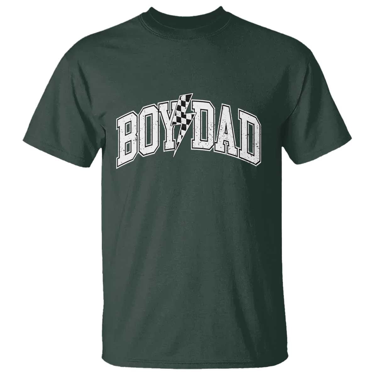 Boy Dad Lightning Bolt Checkered Varsity Son Daddy T Shirt