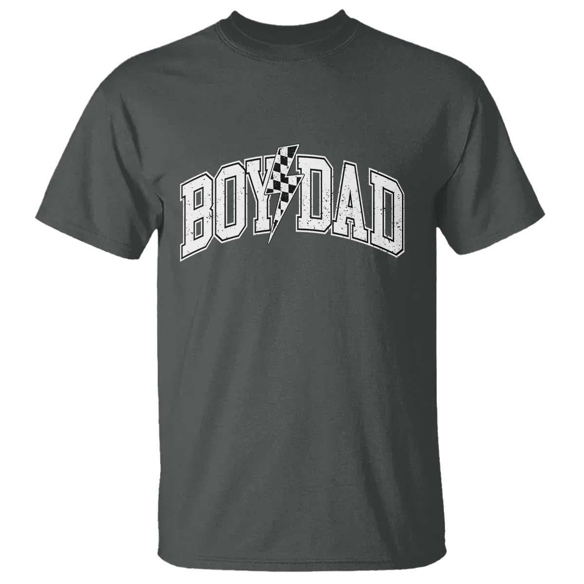 Boy Dad Lightning Bolt Checkered Varsity Son Daddy T Shirt