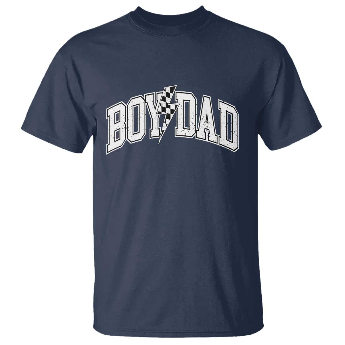 Boy Dad Lightning Bolt Checkered Varsity Son Daddy T Shirt