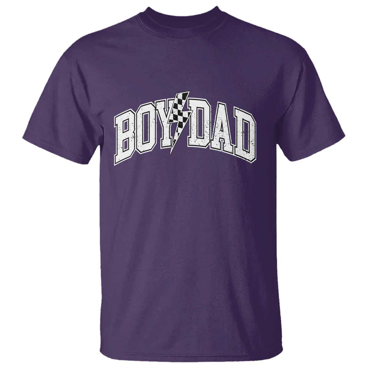Boy Dad Lightning Bolt Checkered Varsity Son Daddy T Shirt