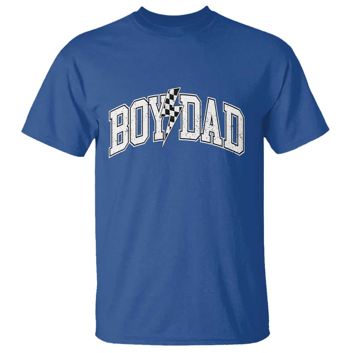 Boy Dad Lightning Bolt Checkered Varsity Son Daddy T Shirt