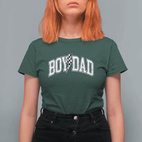 Boy Dad Lightning Bolt Checkered Varsity Son Daddy T Shirt For Women