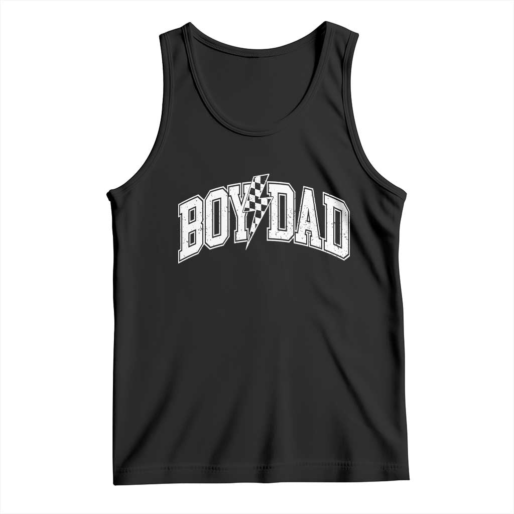 Boy Dad Lightning Bolt Checkered Varsity Son Daddy Tank Top
