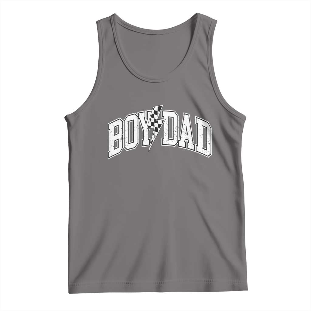 Boy Dad Lightning Bolt Checkered Varsity Son Daddy Tank Top