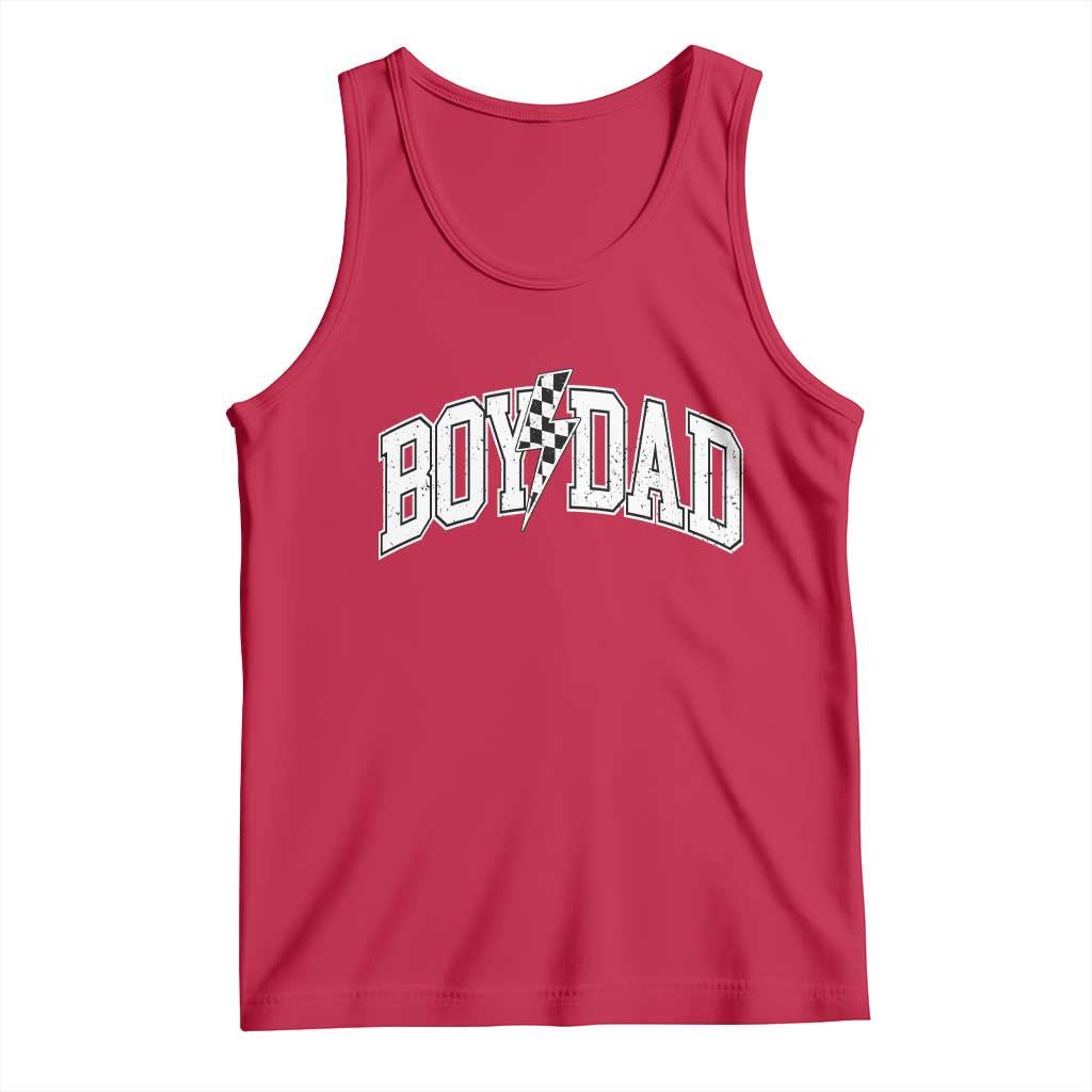 Boy Dad Lightning Bolt Checkered Varsity Son Daddy Tank Top