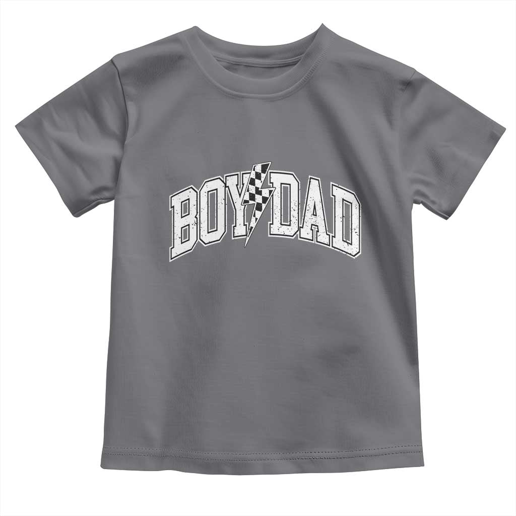 Boy Dad Lightning Bolt Checkered Varsity Son Daddy Toddler T Shirt