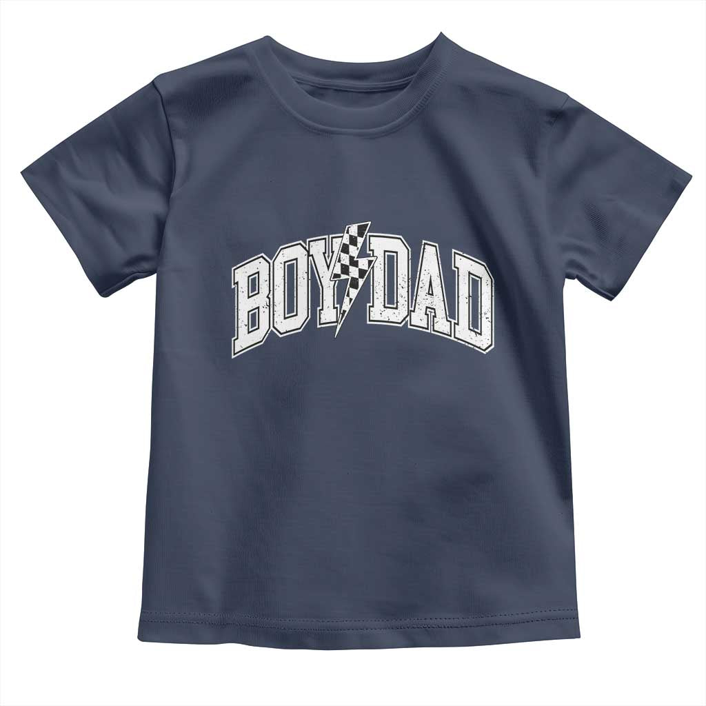 Boy Dad Lightning Bolt Checkered Varsity Son Daddy Toddler T Shirt