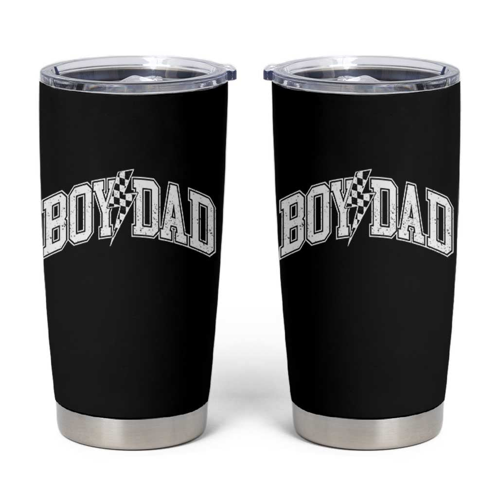 Boy Dad Lightning Bolt Checkered Varsity Son Daddy Tumbler Cup