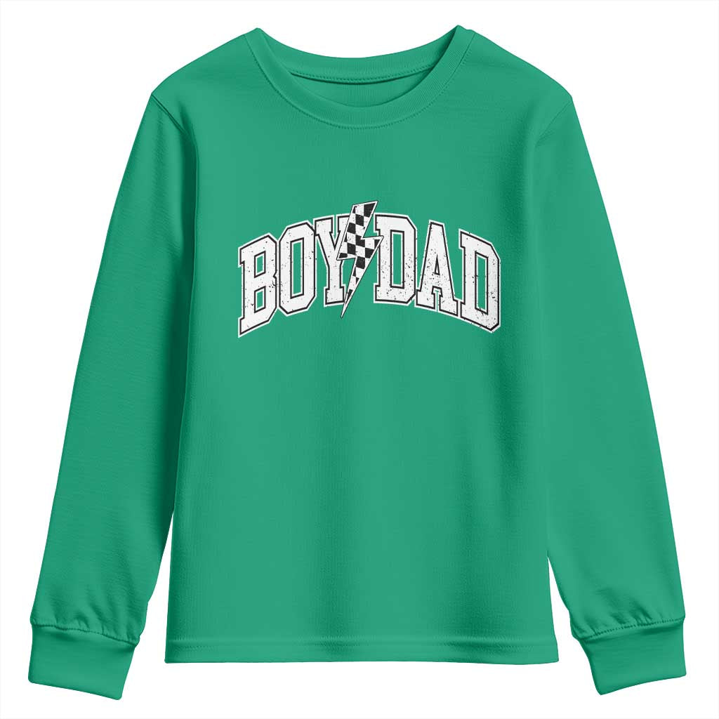 Boy Dad Lightning Bolt Checkered Varsity Son Daddy Youth Sweatshirt