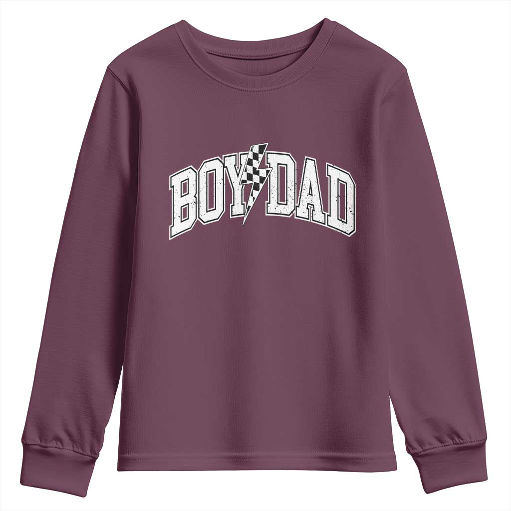 Boy Dad Lightning Bolt Checkered Varsity Son Daddy Youth Sweatshirt