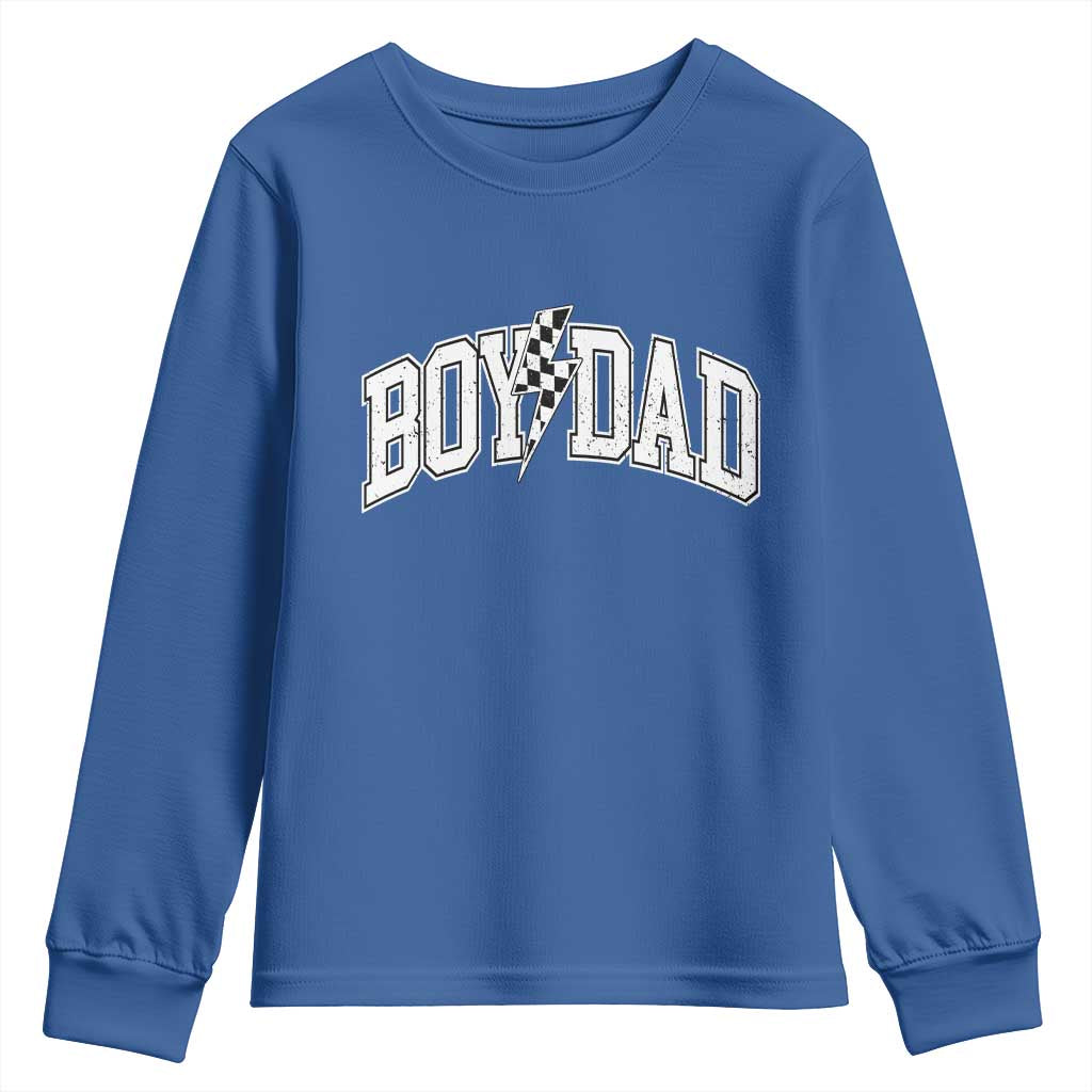 Boy Dad Lightning Bolt Checkered Varsity Son Daddy Youth Sweatshirt