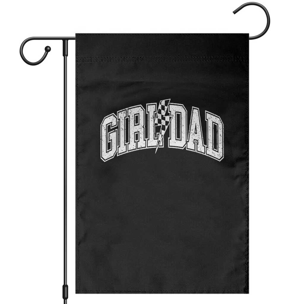 Girl Dad Lightning Bolt Checkered Varsity Daughter Daddy Garden Flag