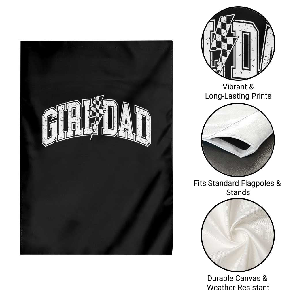 Girl Dad Lightning Bolt Checkered Varsity Daughter Daddy Garden Flag