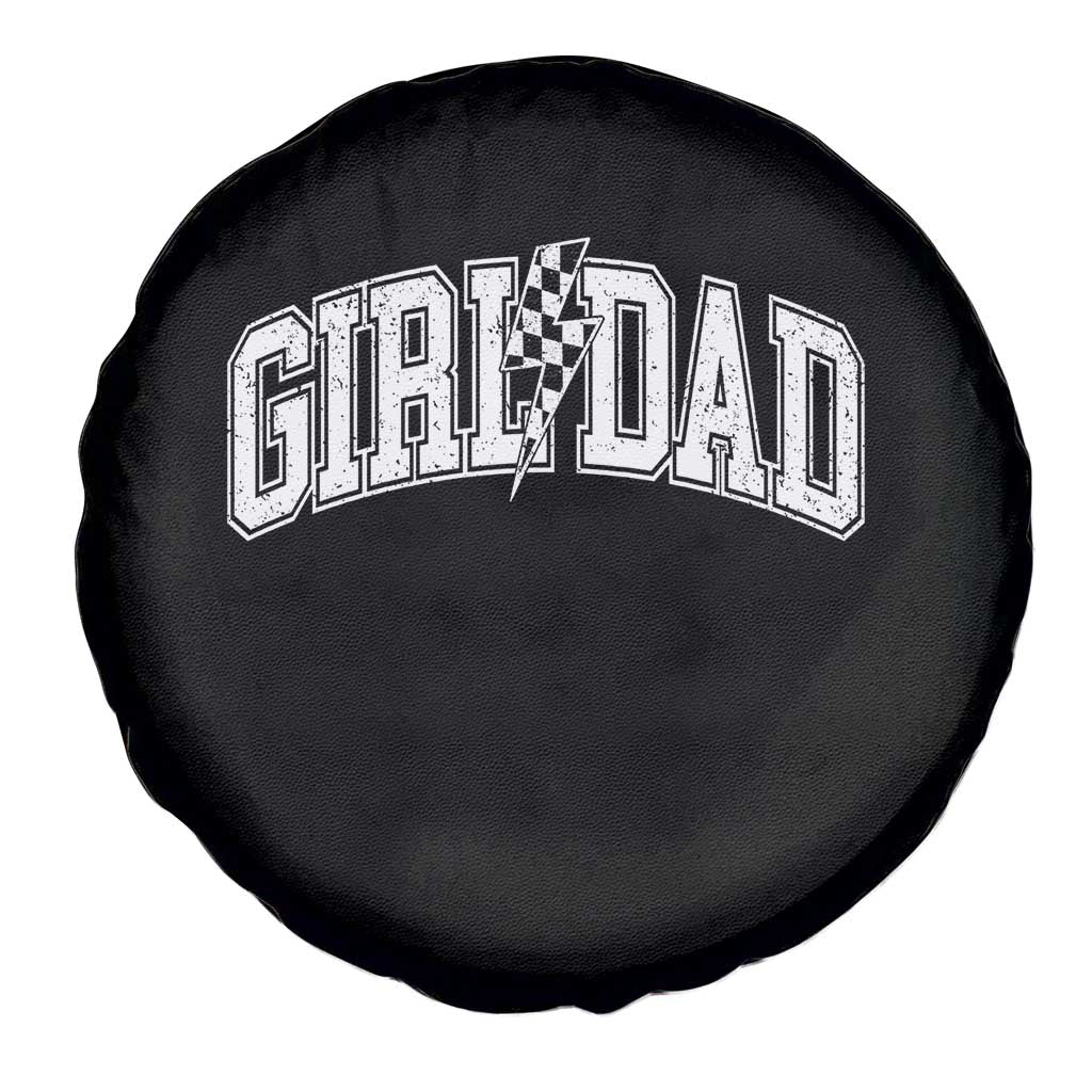 Girl Dad Lightning Bolt Checkered Varsity Daughter Daddy Spare Tire Cover