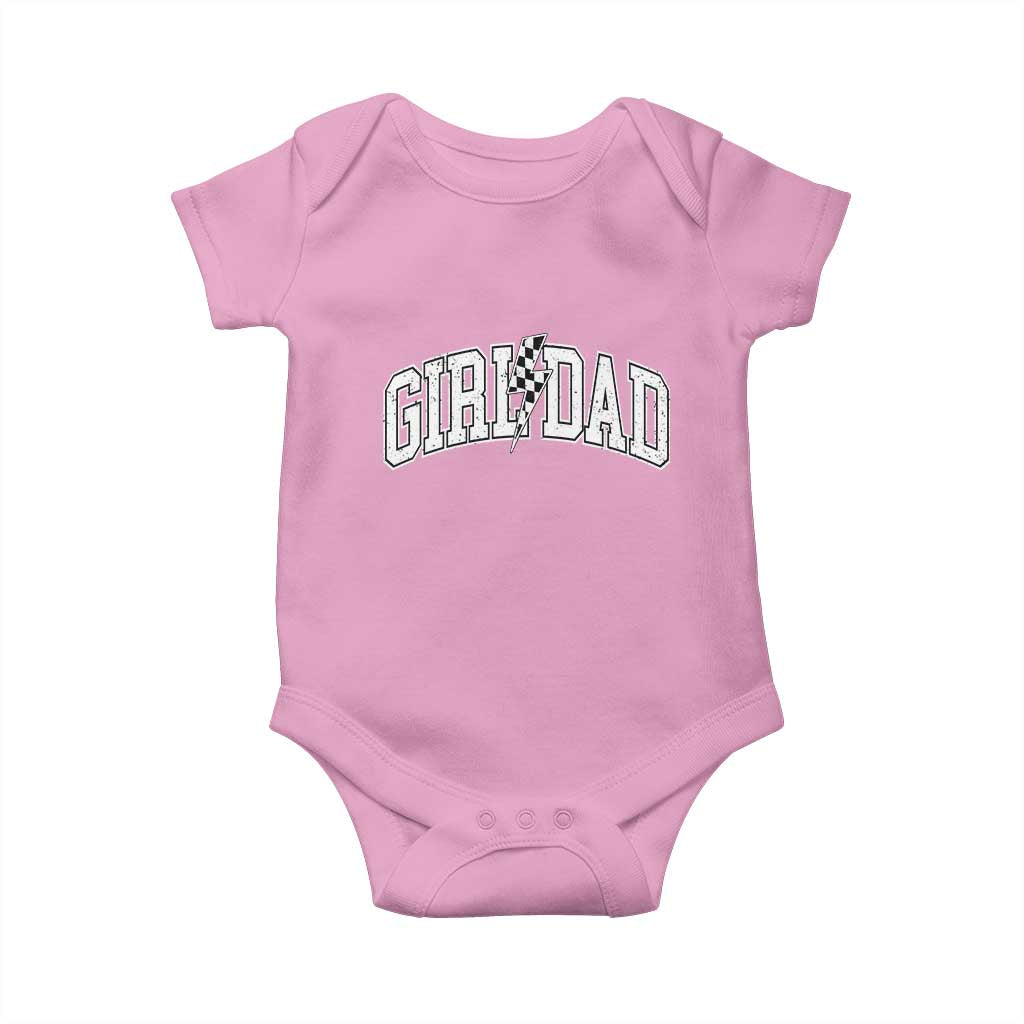Girl Dad Lightning Bolt Checkered Varsity Daughter Daddy Baby Onesie