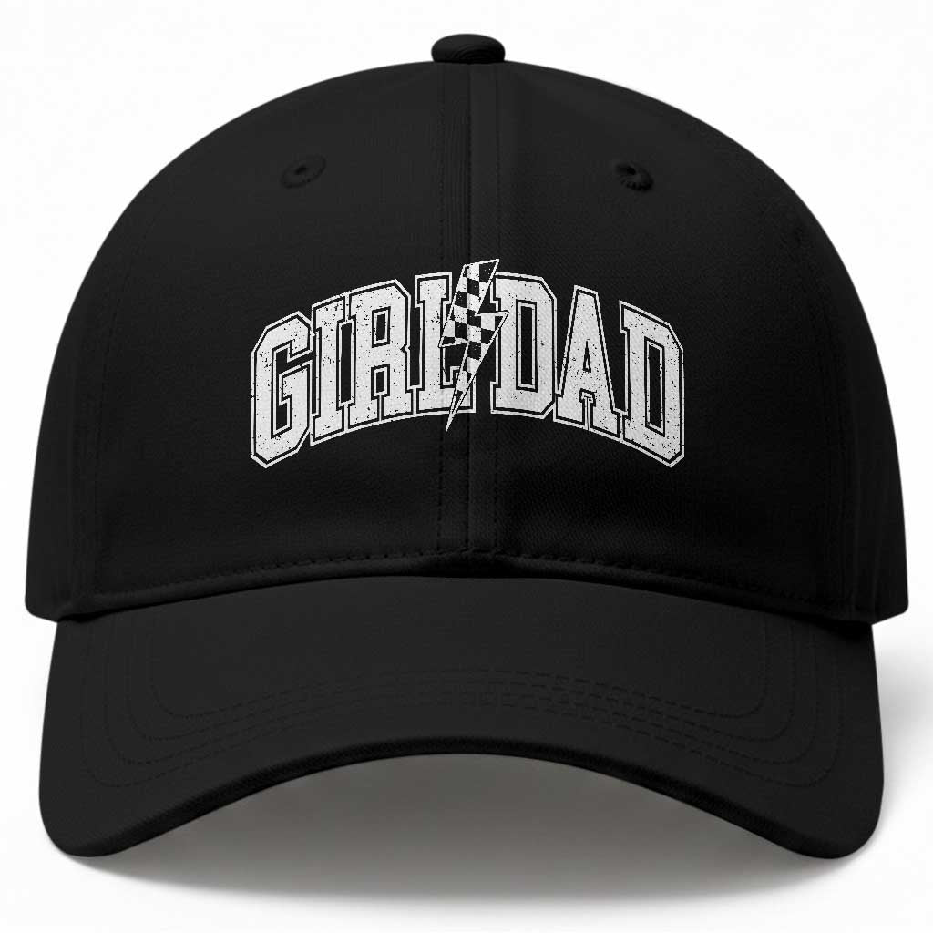 Girl Dad Lightning Bolt Checkered Varsity Daughter Daddy Baseball Cap