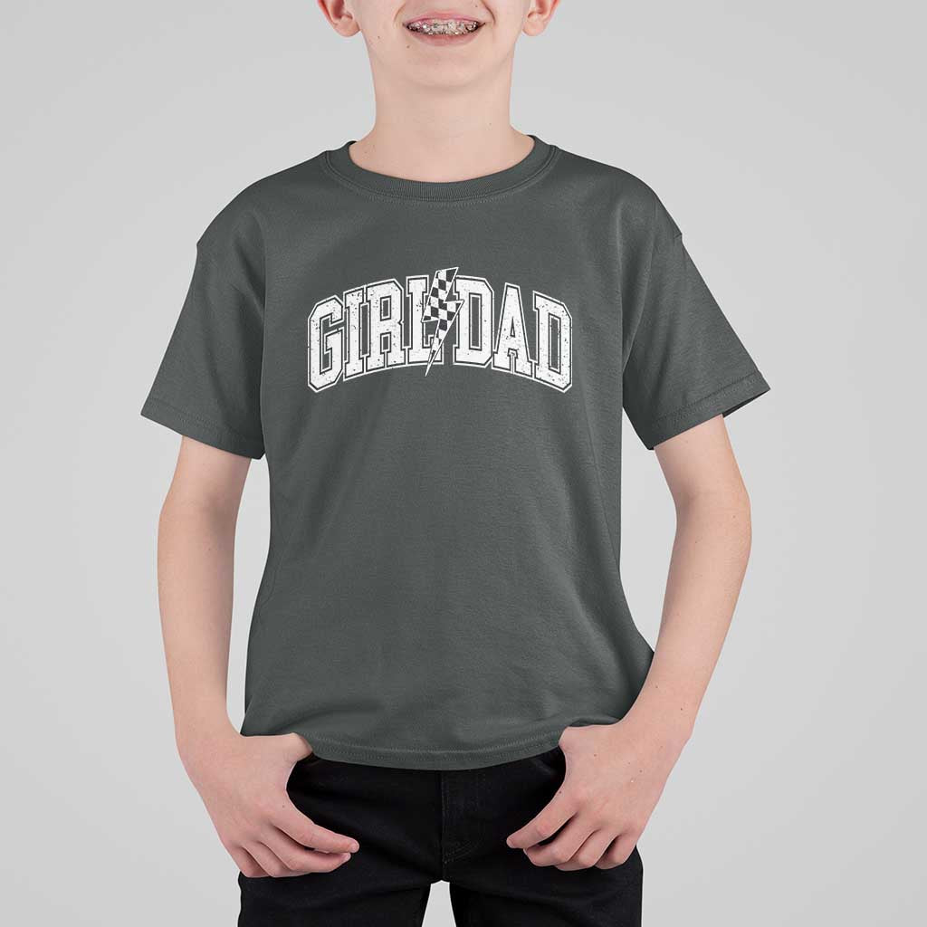Girl Dad Lightning Bolt Checkered Varsity Daughter Daddy T Shirt For Kid
