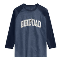 Girl Dad Lightning Bolt Checkered Varsity Daughter Daddy Raglan Shirt