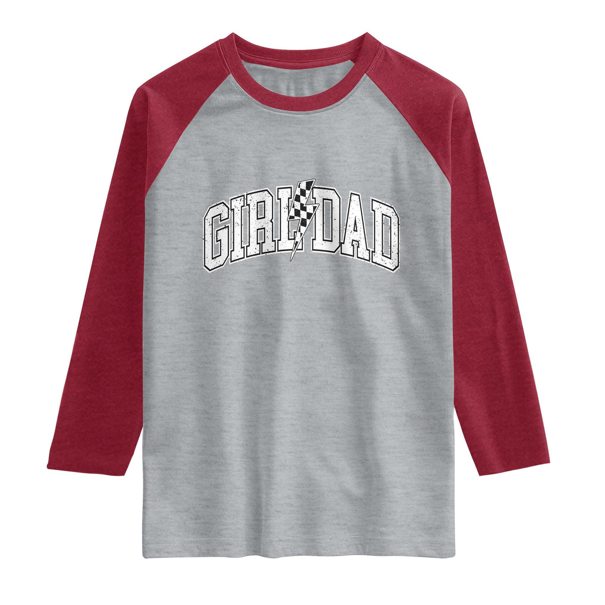 Girl Dad Lightning Bolt Checkered Varsity Daughter Daddy Raglan Shirt