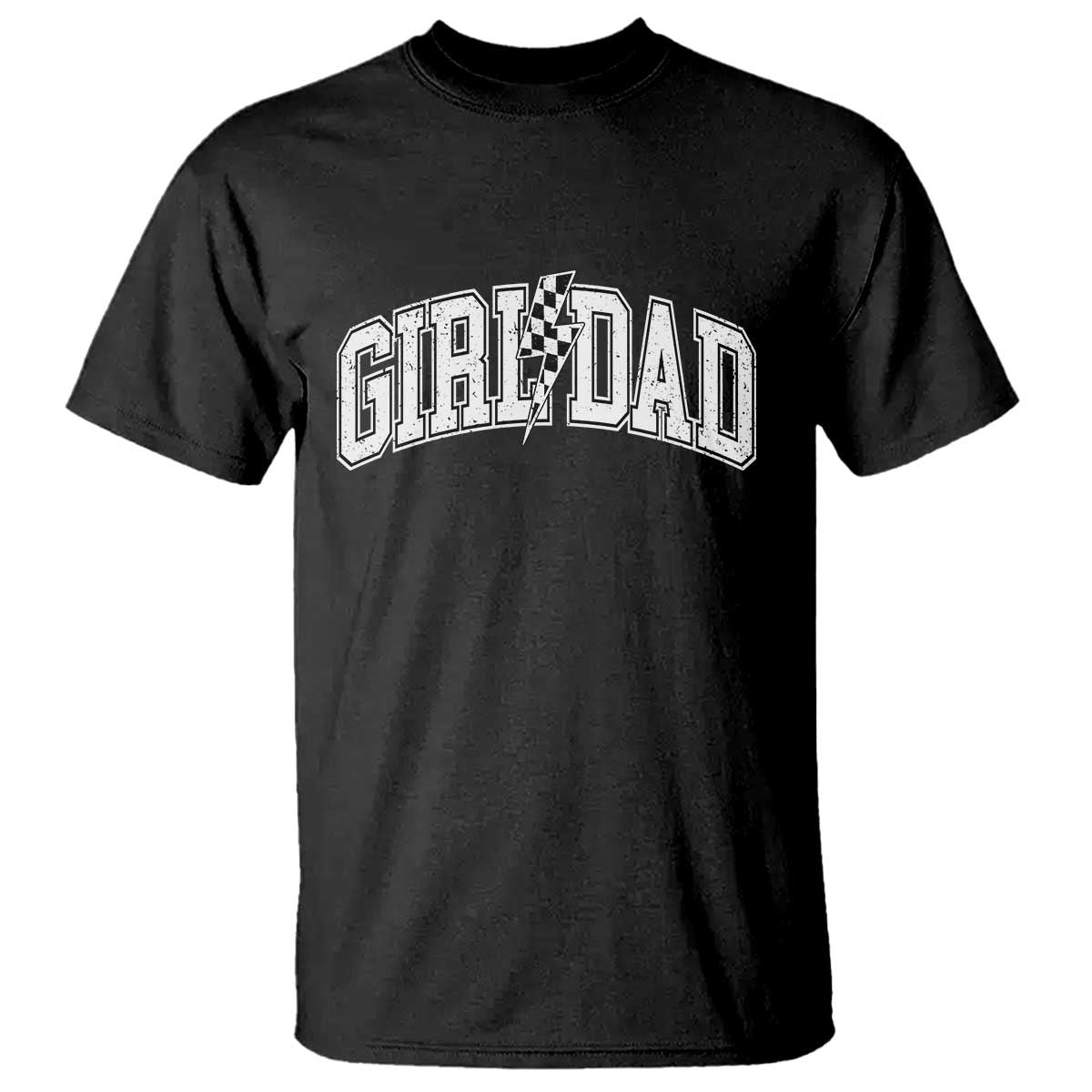 Girl Dad Lightning Bolt Checkered Varsity Daughter Daddy T Shirt