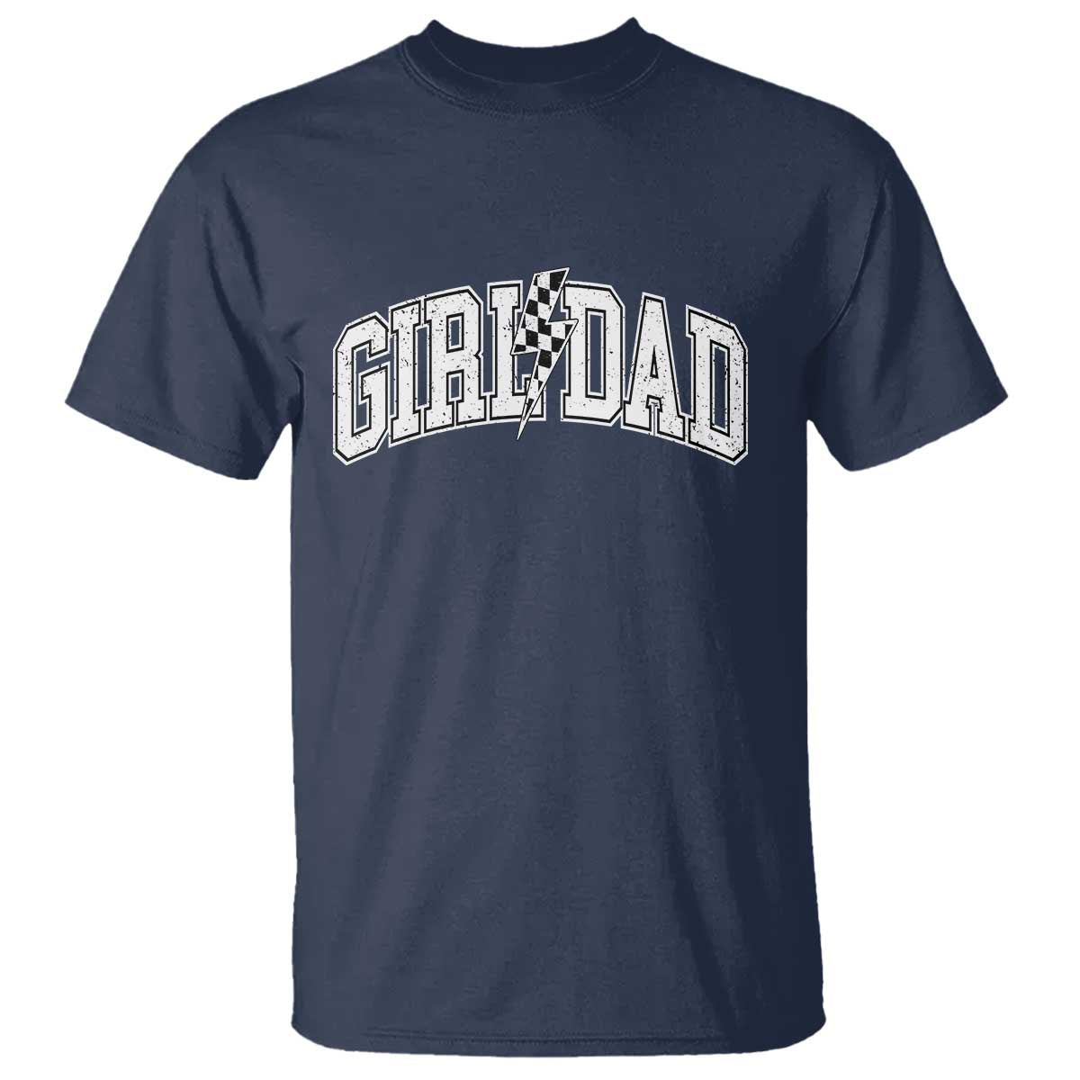 Girl Dad Lightning Bolt Checkered Varsity Daughter Daddy T Shirt